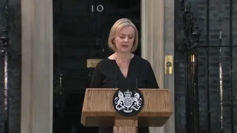 La primera ministra, Liz Truss, en su discurso tras la muerte de Isabel II Reinado Inglaterra