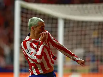 Griezmann celebra el tanto de la victoria del Atleti frente al Oporto Griezmann celebra el tanto de la victoria del Atleti frente al Oporto