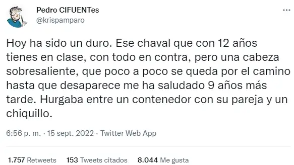Un profesor de secundaria cuenta en Twitter el desagradable reencuentro que ha tenido con uno de sus alumnos
