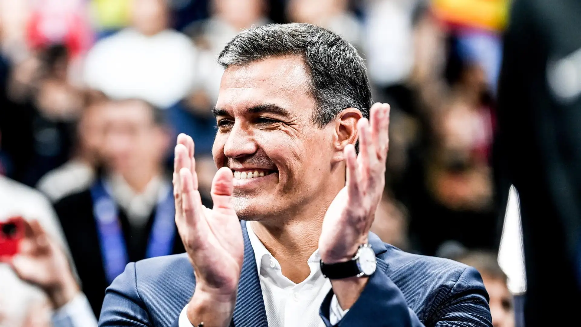 Pedro Sánchez, en la final del Eurobasket apoyando a España Pedro Sánchez, en la final del Eurobasket apoyando a España