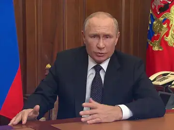 El presidente de Rusia, Vladímir Putin, en su discurso a la nación