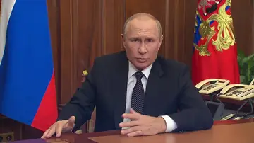 El presidente de Rusia, Vladímir Putin, en su discurso a la nación