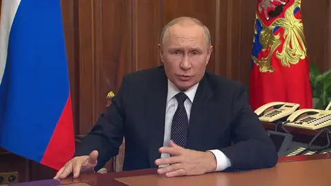 El presidente de Rusia, Vladímir Putin, en su discurso a la nación El presidente de Rusia, Vladímir Putin, en su discurso a la nación
