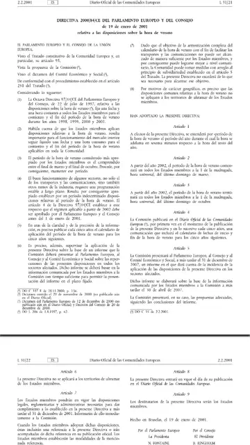 Directiva 2000/84/CE del Parlamento Europeo 