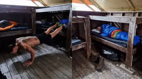 Ibrahimovic entrenando en una cabaña de madera en mitad del monte Ibrahimovic entrenando en una cabaña de madera en mitad del monte