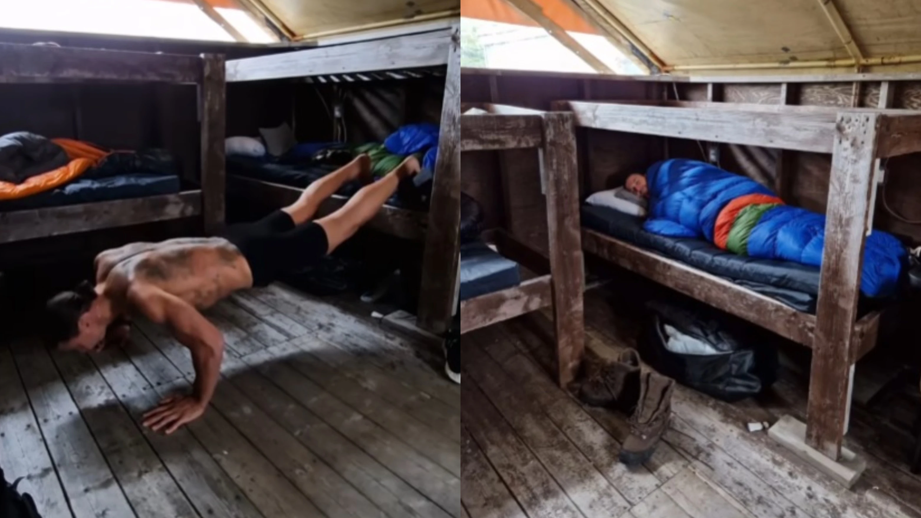 Ibrahimovic entrenando en una cabaña de madera en mitad del monte Ibrahimovic entrenando en una cabaña de madera en mitad del monte