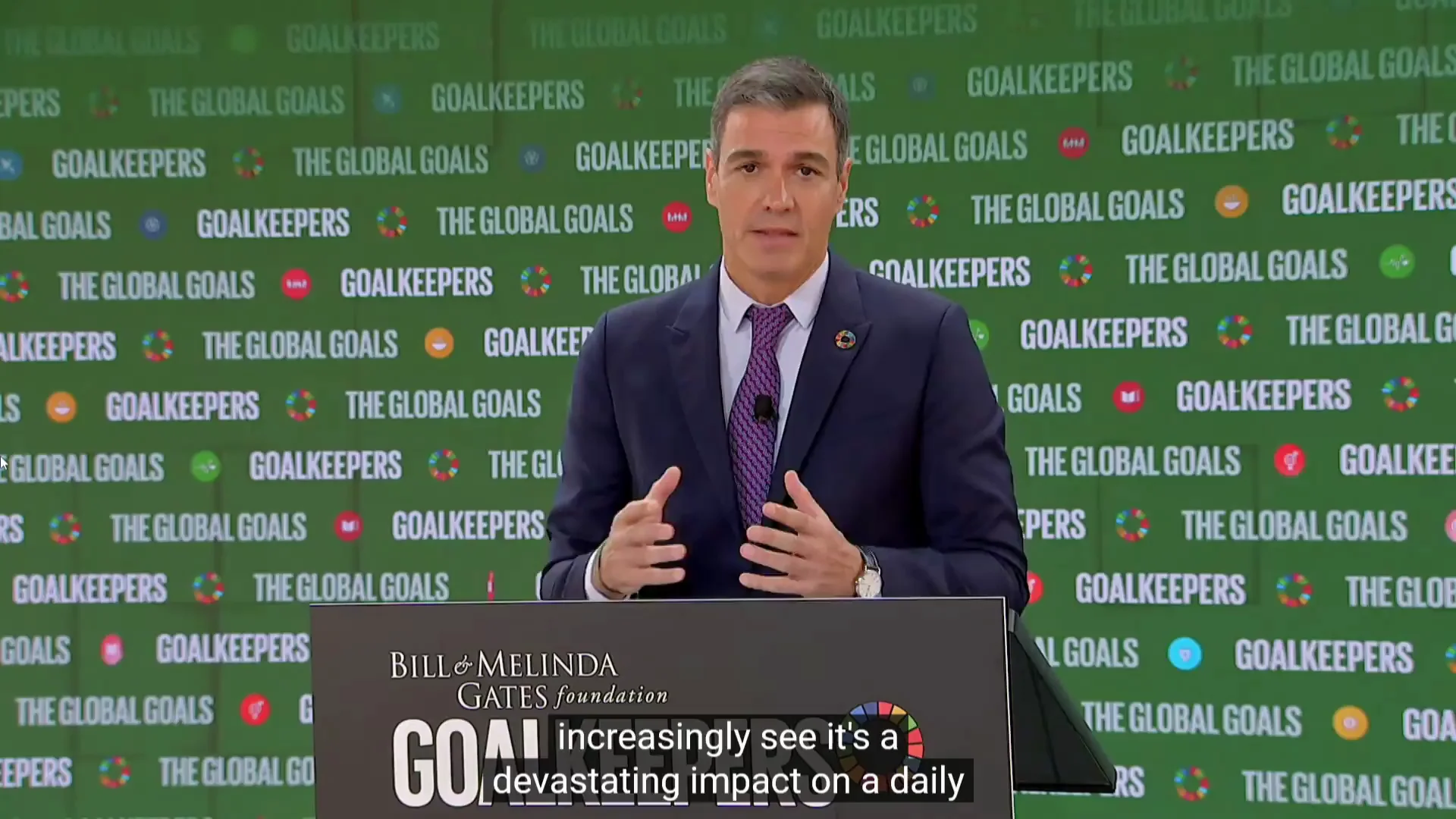 Pedro S&aacute;nchez, en el acto organizado por Bill Gates