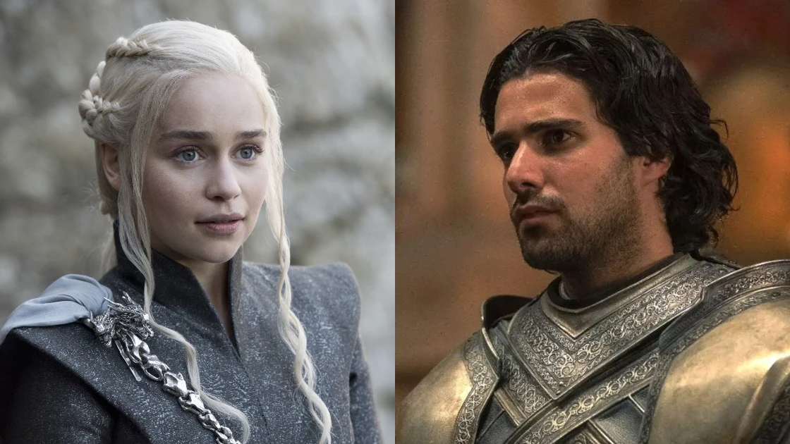 Emilia Clarke como Daenerys en 'Juego de Tronos' y Fabien Frankel como Ser Criston Cole en 'La Casa del Dragón' Emilia Clarke como Daenerys en 'Juego de Tronos' y Fabien Frankel como Ser Criston Cole en 'La Casa del Dragón'