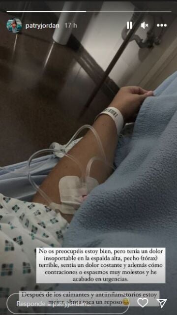 Patry Jordán, en el hospital