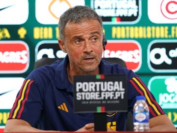Luis Enrique, en rueda de prensa en Braga (Portugal)