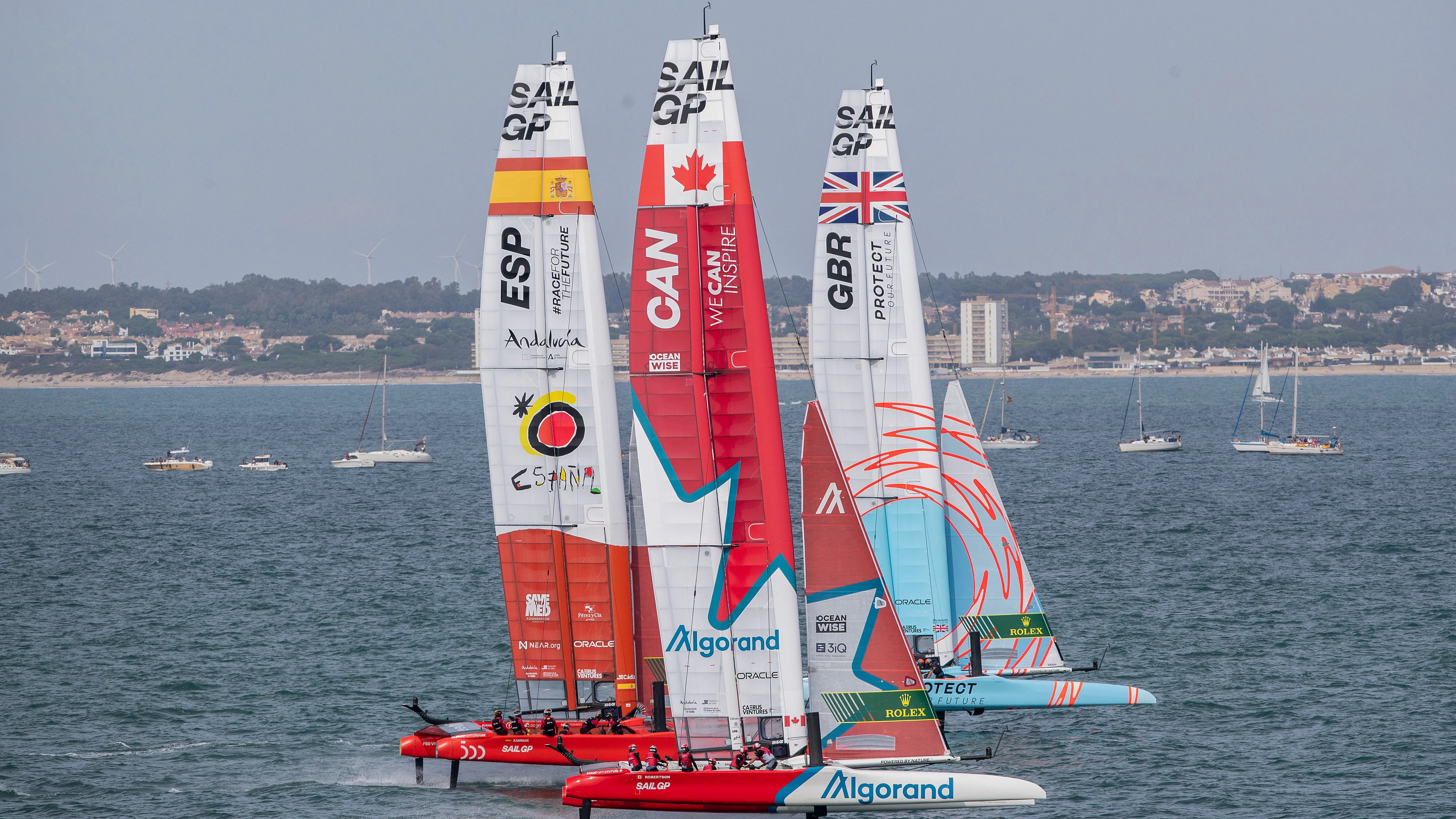Las embarcacionesde España, Canadá y R. Unido en la última jornada del Gran Premio de España de SailGP Las embarcacionesde España, Canadá y R. Unido en la última jornada del Gran Premio de España de SailGP