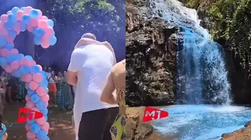 Tiñen una cascada para revelar el sexo de su bebé Tiñen una cascada para revelar el sexo de su bebé
