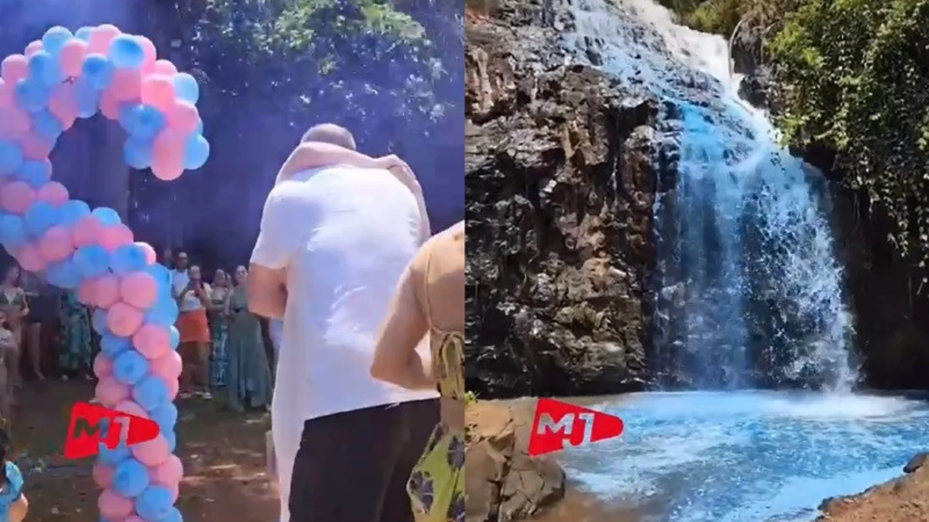 Tiñen una cascada para revelar el sexo de su bebé Tiñen una cascada para revelar el sexo de su bebé