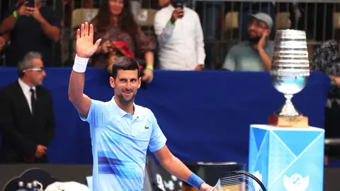Djokovic celebra su victoria ante Andújar en Tel Aviv Djokovic celebra su victoria ante Andújar en Tel Aviv