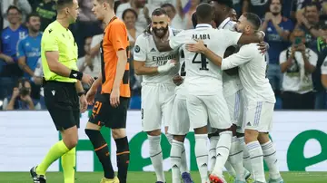 Los jugadores del Real Madrid celebran un gol ante el Shakhtar Donetsk