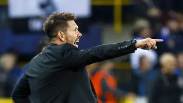 Simeone gesticula en el partido ante el Brujas Simeone gesticula en el partido ante el Brujas