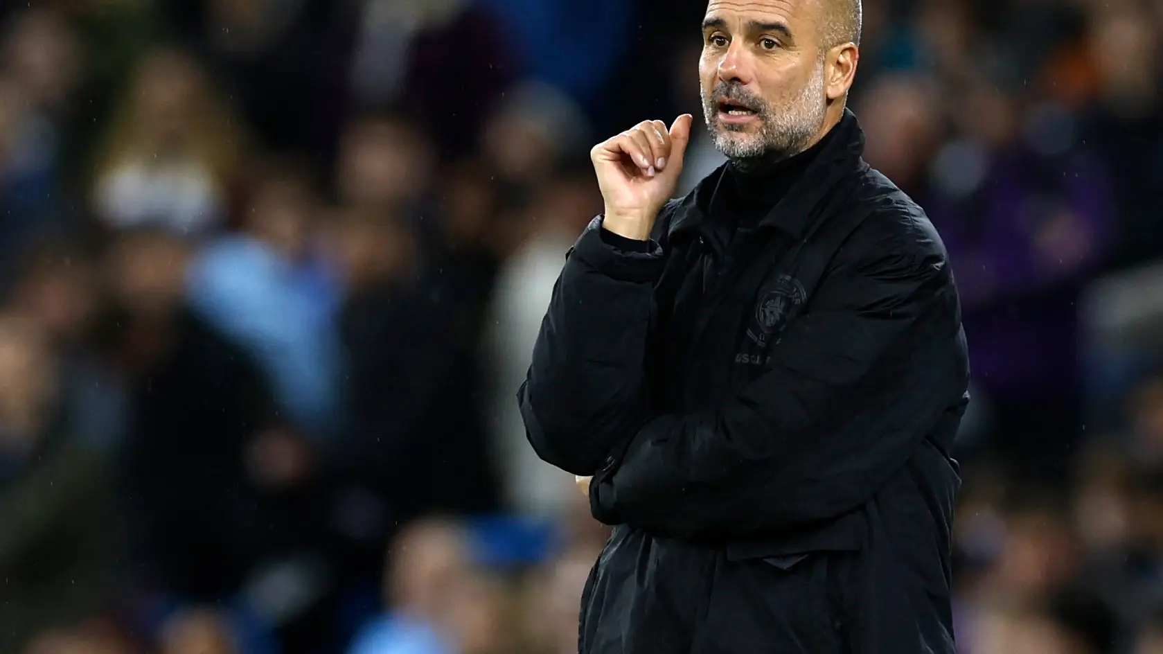 Pep Guardiola, en el partido ante el Copenhague de la Champions League Pep Guardiola, en el partido ante el Copenhague de la Champions League