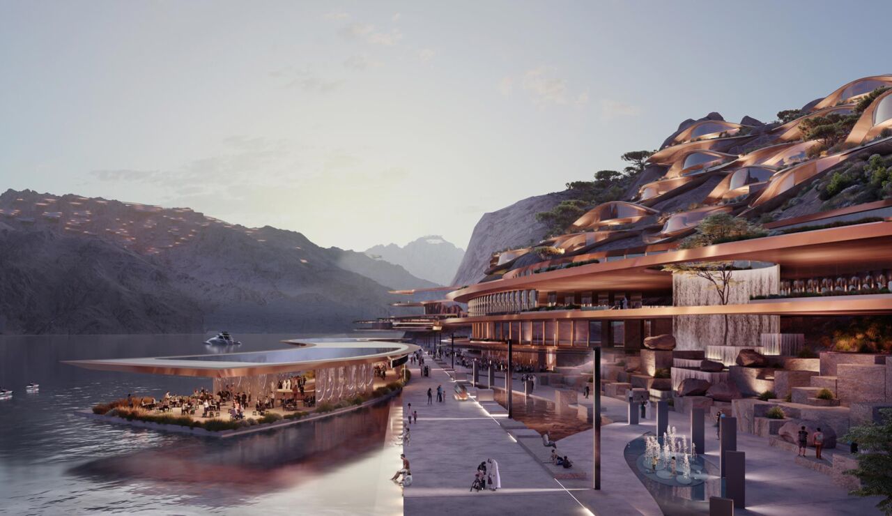 Imagen de Trojena, ubicado en la ciudad futurista de Neom a orillas del mar Rojo