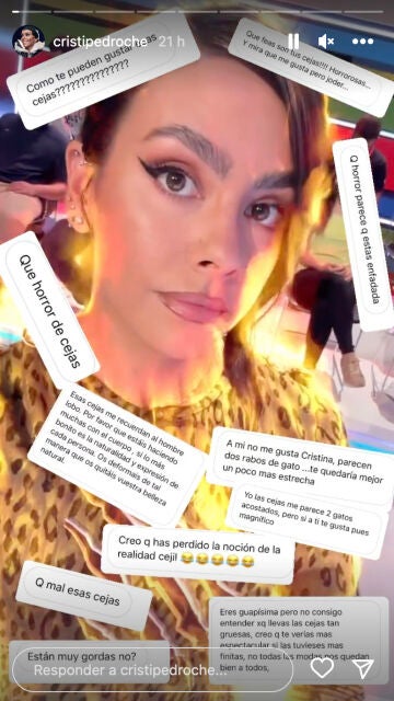 Cristina Pedroche publica las criticas que ha recibido por sus nuevas cejas