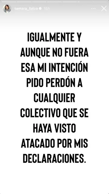 Tamara Falcó pide disculpas a quien se haya podido sentir ofendido Tamara Falcó pide disculpas a quien se haya podido sentir ofendido