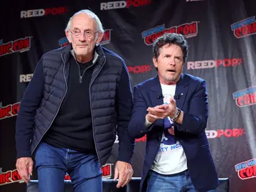Christopher Lloyd y Michael J. Fox en la Comic-Con Christopher Lloyd y Michael J. Fox en la Comic-Con