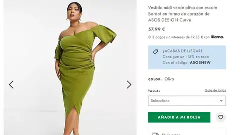 Vestido midi verde oliva de Asos Vestido midi verde oliva de Asos