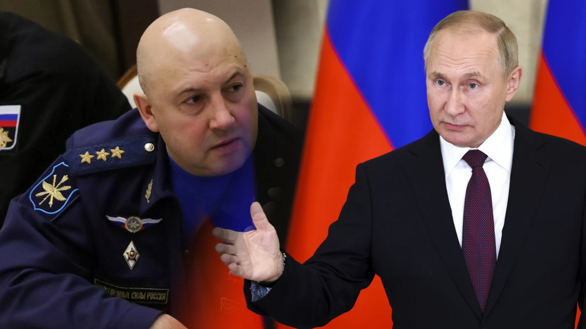A la izquierda, Serguéi Surovikin, general nombrado por Vladímir Putin para liderar la ofensiva en Ucrania. El presidente ruso, a la derecha.