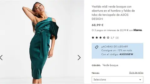 Vestido midi verde bosque de Asos Vestido midi verde bosque de Asos