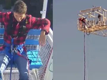 Justin Trudeau, primer ministro de Canadá, practicando puenting en Quebec Justin Trudeau, primer ministro de Canadá, practicando puenting en Quebec