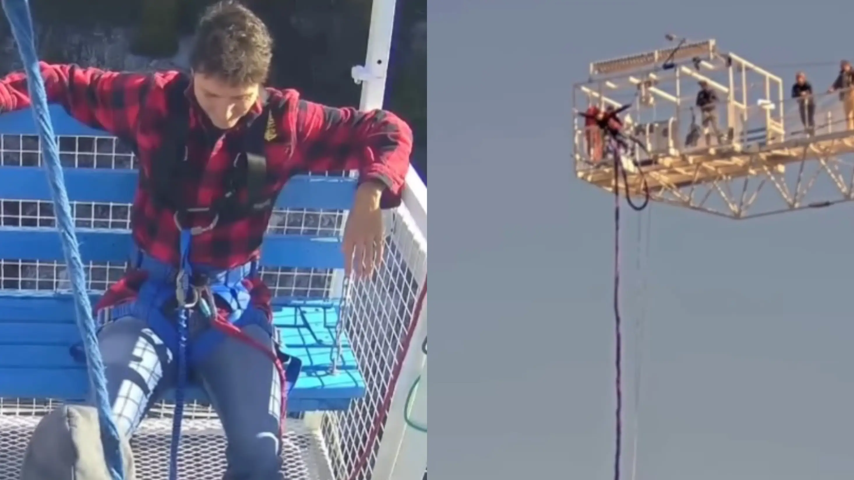 Justin Trudeau, primer ministro de Canadá, practicando puenting en Quebec Justin Trudeau, primer ministro de Canadá, practicando puenting en Quebec