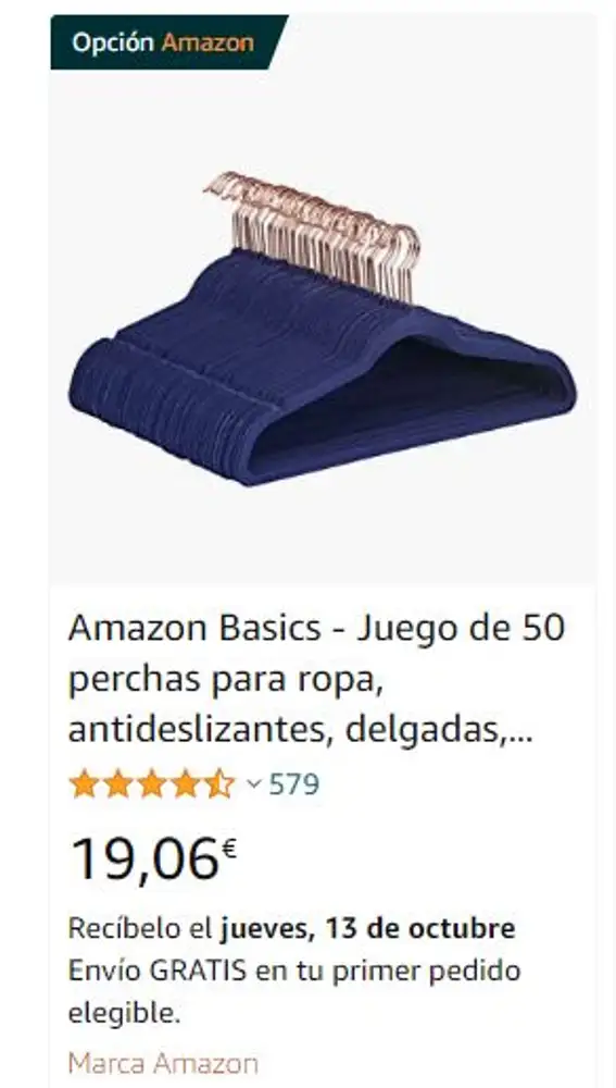 Set de perchas antideslizantes de Amazon