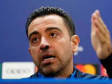 Xavi, en rueda de prensa en el Camp Nou Xavi, en rueda de prensa en el Camp Nou