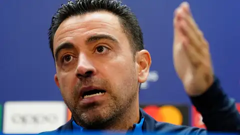 Xavi, en rueda de prensa en el Camp Nou Xavi, en rueda de prensa en el Camp Nou