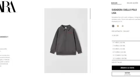 Polo estilo sudadera gris de Zara Kids Polo estilo sudadera gris de Zara Kids