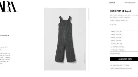 Mono gris de Zara Kids Mono gris de Zara Kids