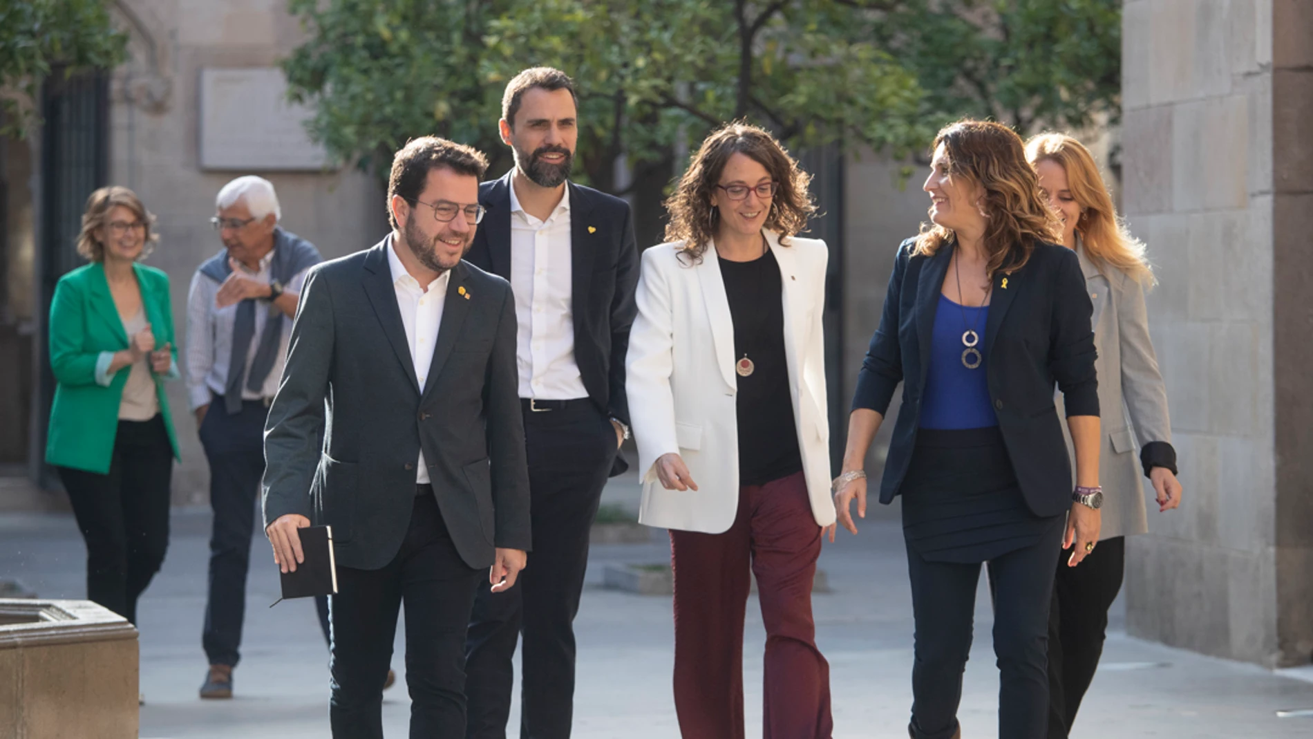 Pere Aragonès junto a varios consejeros del Govern