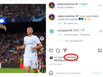 El 'like' de Leo Messi a Lautaro Martínez