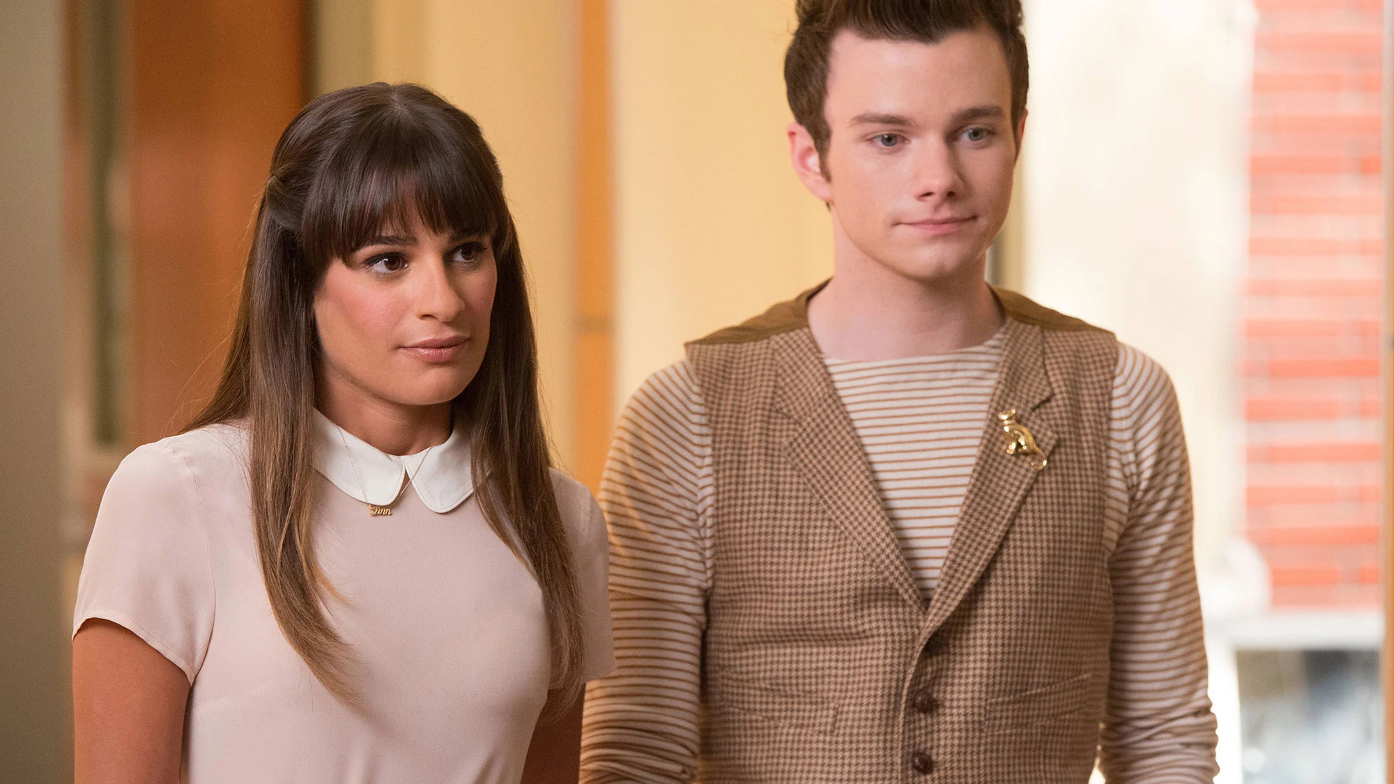 Lea Michele y Chris Colfer en 'Glee'