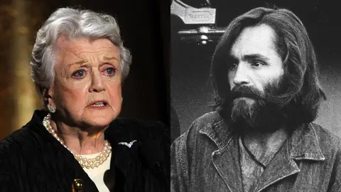 La actriz Angela Lansbury y el asesino Charles Manson La actriz Angela Lansbury y el asesino Charles Manson