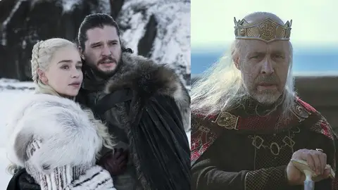 Daenerys y Jon Snow en 'Juego de Tronos', Viserys en 'La Casa del Dragón' Daenerys y Jon Snow en 'Juego de Tronos', Viserys en 'La Casa del Dragón'