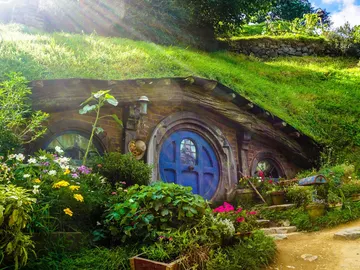 Imagen de archivo de una casa hobbit Imagen de archivo de una casa hobbit