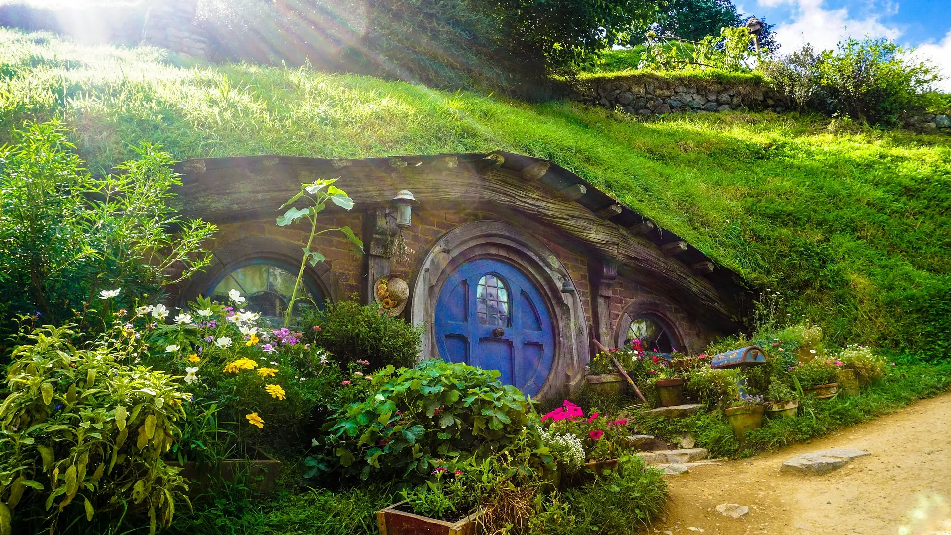 Imagen de archivo de una casa hobbit Imagen de archivo de una casa hobbit