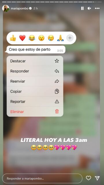 María Pombo muestra el mensaje de su hermana Marta tras ponerse de parto