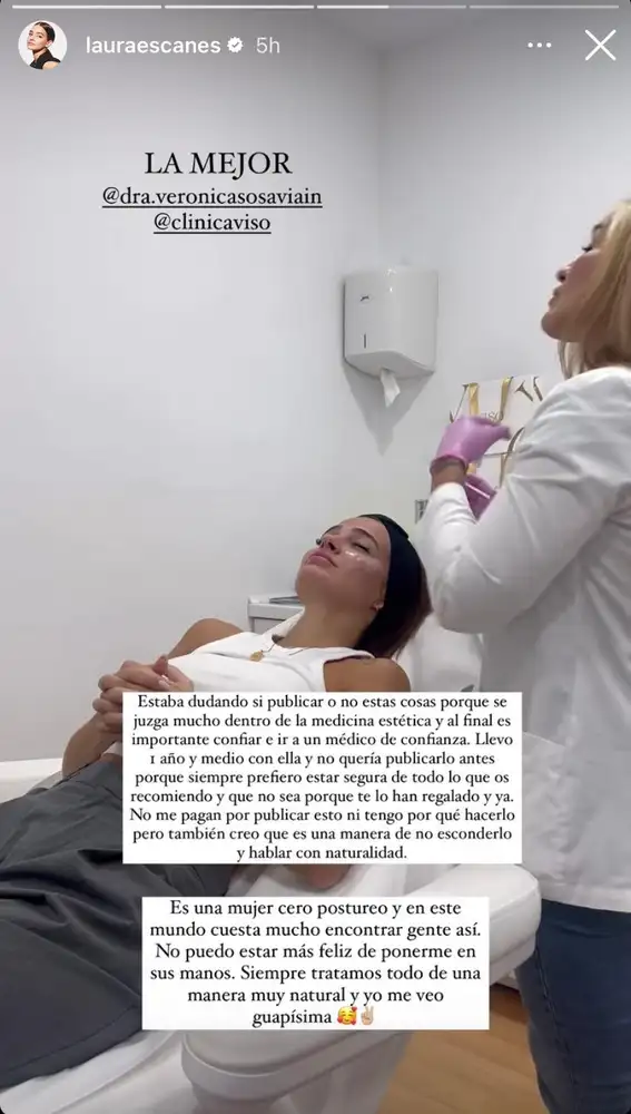 Laura Escanes realizándose un tratamiento estético