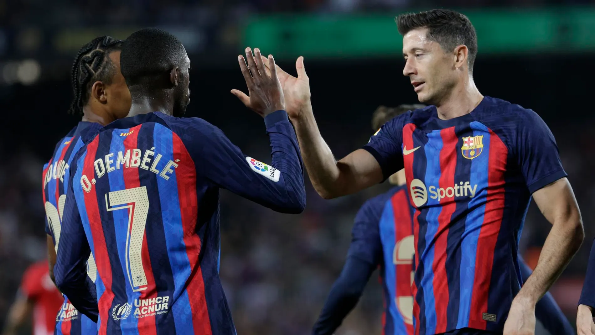 Dembélé celebra su gol al Athletic en Liga