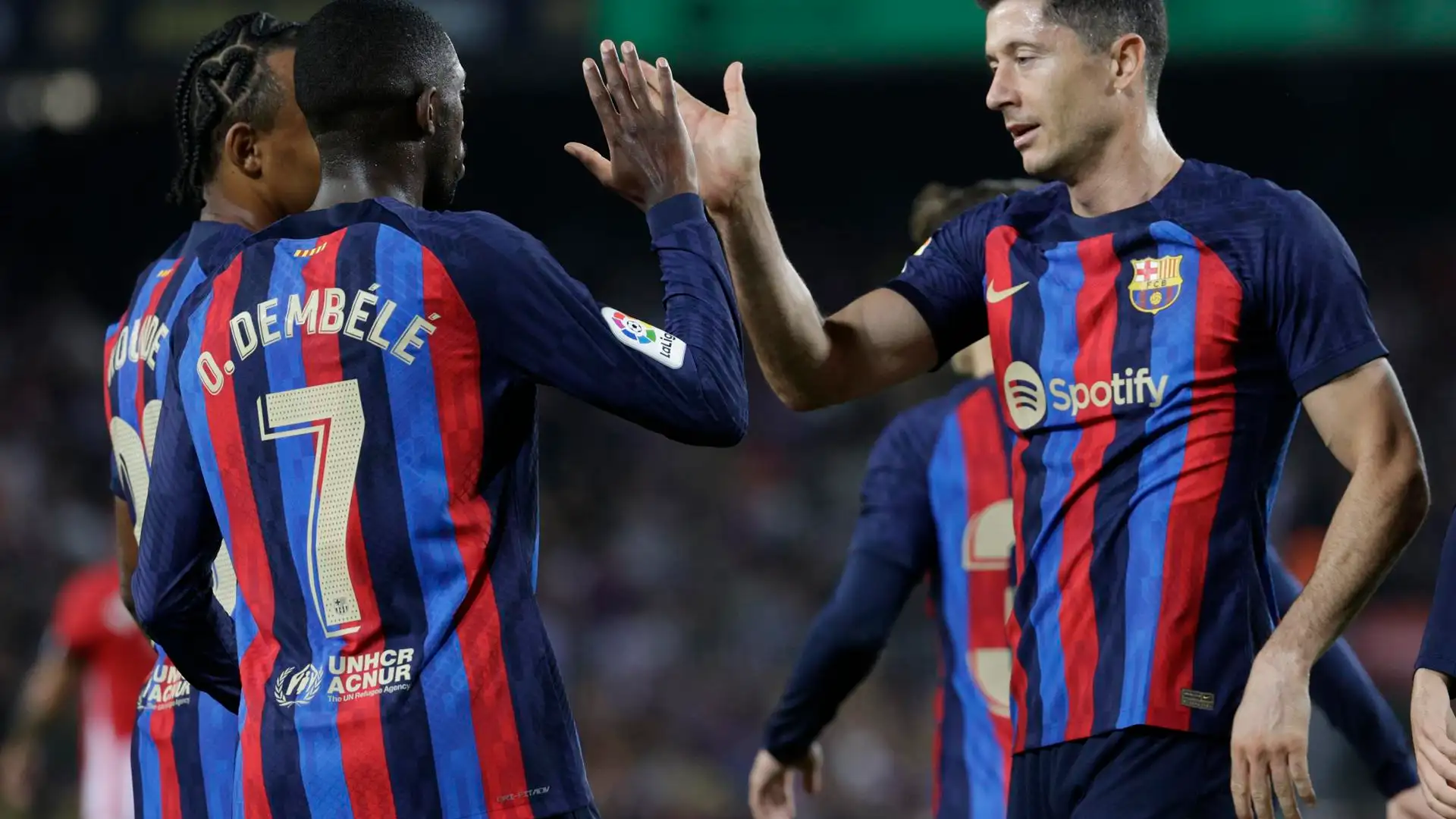 Dembélé celebra su gol al Athletic en Liga Dembélé celebra su gol al Athletic en Liga