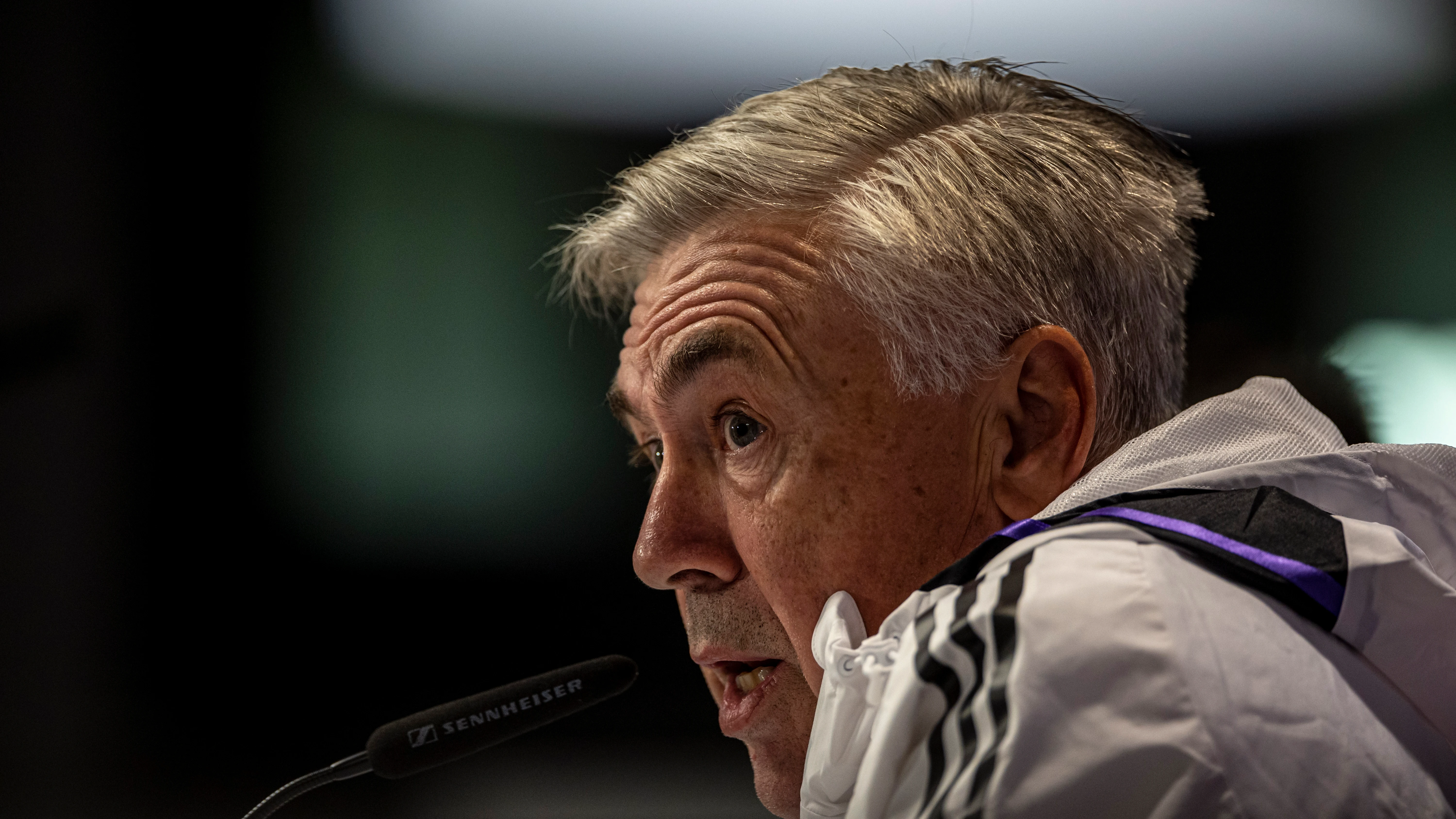 Carlo Ancelotti, en rueda de prensa en Leipzig Carlo Ancelotti, en rueda de prensa en Leipzig