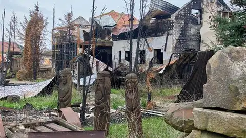 Zona bombardeada en la guerra entre Rusia y Ucrania Zona bombardeada en la guerra entre Rusia y Ucrania