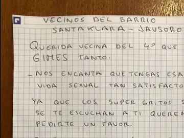 Se queja de los gritos de su vecina al tener sexo: "Querida vecina que gimes tanto..." Se queja de los gritos de su vecina al tener sexo: "Querida vecina que gimes tanto..."