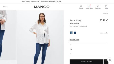 Pantalones premamá con faja elástica.